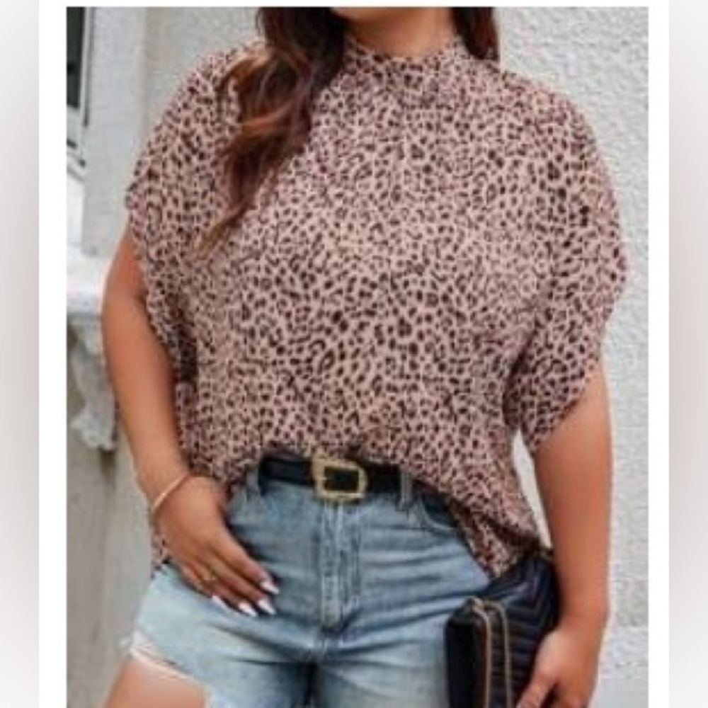 SHEIN Pink Animal Print Blouse